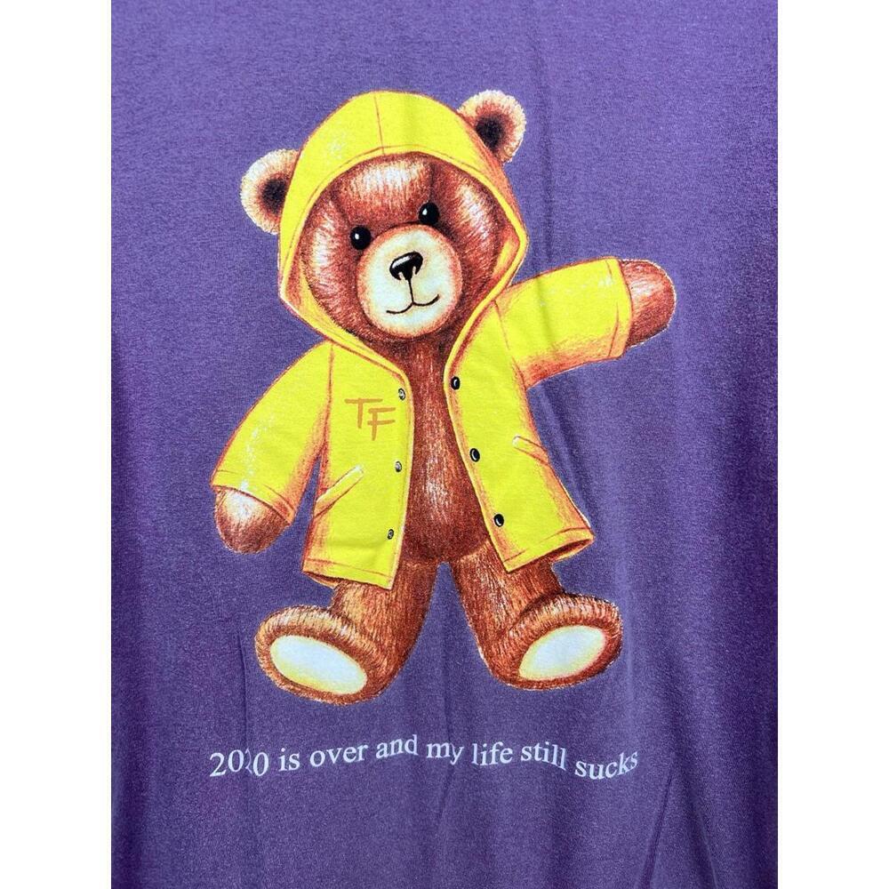 Teddy Fresh 2020 IS OVER AND MY LIFE STILL SUCKS Long Sleeve Purple Sz L Men - Picture 2 of 7